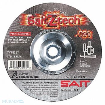 UNITED ABRASIVES-SAIT Abrasive Cut-Off Wheel 7 in Dia., 1AUE9