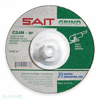 UNITED ABRASIVES-SAIT Depressed Ctr Whl T27 4.5x1/4x5/8-11 SC, 1AUH2