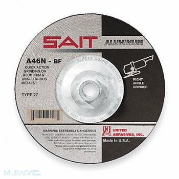 UNITED ABRASIVES-SAIT Depressed Ctr Whl T27 4.5x1/4x5/8-11 AO, 1AUH3