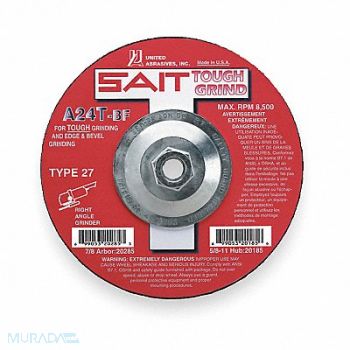 UNITED ABRASIVES-SAIT Depressed Center Whl T27 7x1/4x5/8-11 AO, 1AUH9