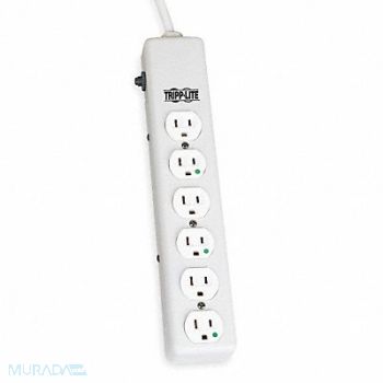 TRIPP LITE Outlet Strip 6 Outlet 15A 13-3/4 L Wht, 1AYB4