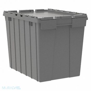 AKRO-MILS F8958 Attached Lid Ctr Gray Solid Ind Grd Poly, 1BZ16
