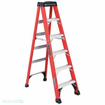 LOUISVILLE Stepladder Fiberglass 6 ft H 375 lb Cap, 1CMR4