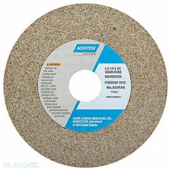 NORTON Grinding Wheel T1 4x1/4x3/4 AO 60G PK5, 1CUW8