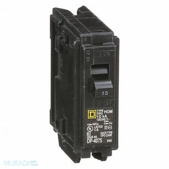 SQUARE D Circuit Breaker 15A Plug In 120V 1P, 1D340