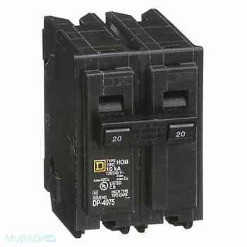 SQUARE D Circuit Breaker 20A Plug In 120/240V 2P, 1D352