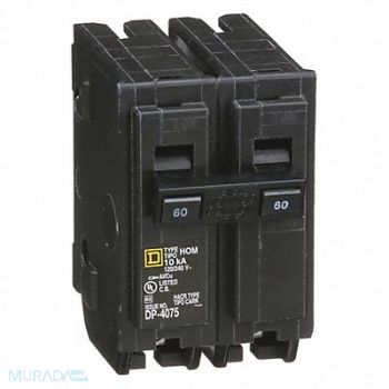 SQUARE D Circuit Breaker 60A Plug In 120/240V 2P, 1D359