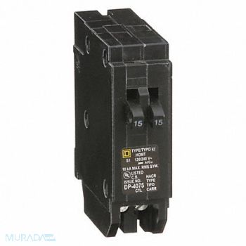 SQUARE D Circuit Breaker 15A Plug In 120/240V 1P, 1D364