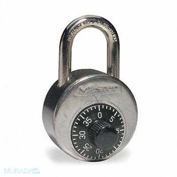 MASTER LOCK Combination Padlock 2 3/16 in Round Slvr, 1D569