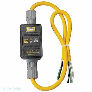 HUBBELL WIRING DEVICE-KELLEMS Line Cord GFCI 2ft 30A Yel 240V, 1DJG9