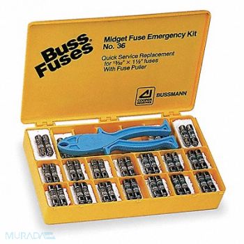 BUSSMANN Fuse Kit 36 CC/Midget FNQ FNQ-R KTK-R, 1EJ87