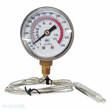 GRAINGER APPROVED Analog Panel Mt Thermometer 40 to 240F, 1EPE8