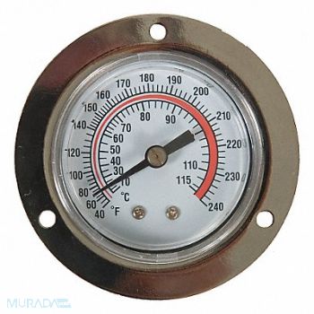 GRAINGER APPROVED Analog Panel Mt Thermometer 40 to 240F, 1EPF2