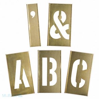 GRAINGER APPROVED Interlocking Stencil Letters Brass, 1F047