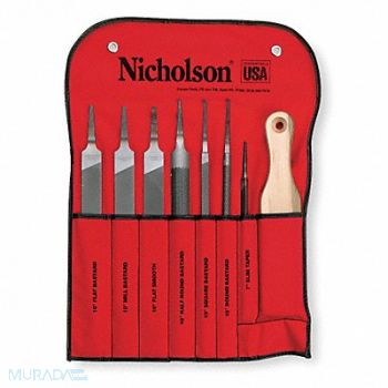 NICHOLSON Machinist File Set American 8 Pieces, 1G476