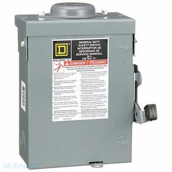 SQUARE D Safety Switch 240VAC 2PST 30 Amps AC, 1H248
