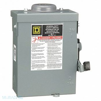 SQUARE D Safety Switch 240VAC 3PST 60 Amps AC, 1H263