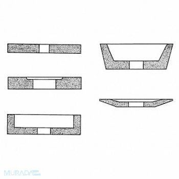 NORTON Grinding Wheel 12x1.5x5 Rec 1/S 7.5x1/2, 2D392
