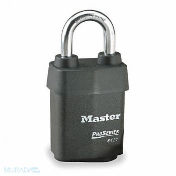 MASTER LOCK Keyed Padlock 7/8 in Rectangle Black, 1JAJ8