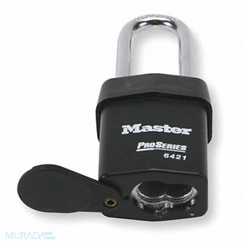 MASTER LOCK Keyed Padlock 7/8 in Rectangle Black, 1JAK1
