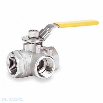 MILWAUKEE VALVE SS Ball Valve 3-Way FNPT x FNPT 3/4 in, 1JCL1