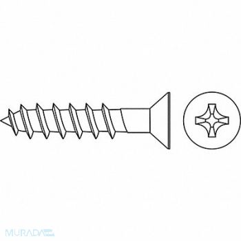 GRAINGER APPROVED Flat Hd Wood Scrw Zinc #9 1.5 L PK100, 1KY25