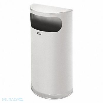 RUBBERMAID COMMERCIAL PRODUCTS Wastebasket Half Round 9 gal Silver, 1LYL5