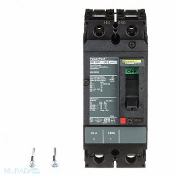 SQUARE D Circuit Breaker 30A 2P 600VAC HD, 1MAJ8