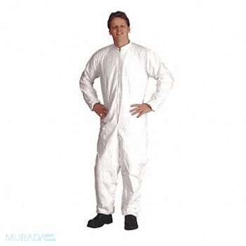 DUPONT D1426 Collared Coveralls Whte 2XL Elastic PK25, 1MKZ3