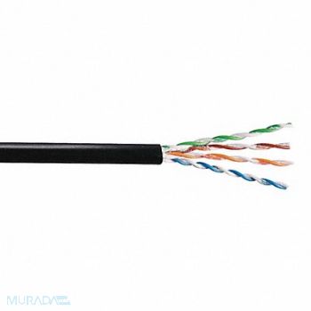 GENSPEED Data Cable Cat 6 23 AWG 1000ft Black, 1MWZ2