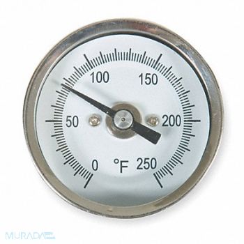 GRAINGER APPROVED Bimetal Thermom 2 In Dial 0 to 250F, 1NFX6