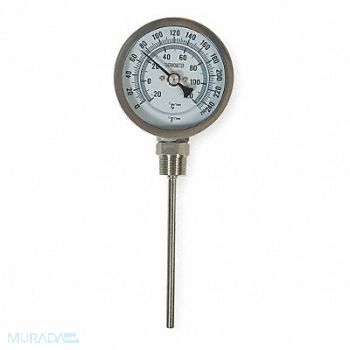 GRAINGER APPROVED Bimetal Thermom 5 In Dial 0 to 250F, 1NGD5