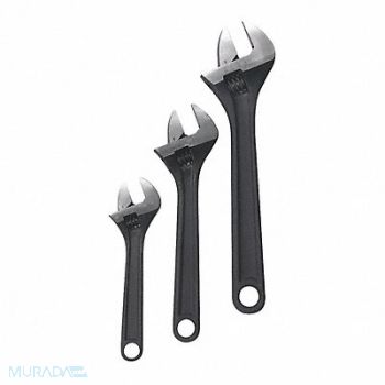 WESTWARD Adj. Wrench Set Stl Blk Phspht 6 to 10, 1NYB9
