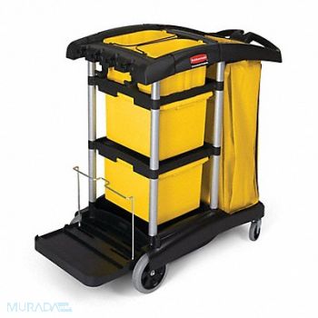RUBBERMAID COMMERCIAL PRODUCTS Microfiber Janitor Cart 44 H 34 gal Cap., 1PBJ7