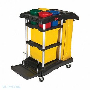 RUBBERMAID COMMERCIAL PRODUCTS Microfiber Janitor Cart 44 H 34 gal Cap., 1PBJ8