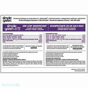 SIMPLE GREEN Secondary Bottle Label Paper PK10, 1PTE3