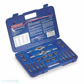 WESTWARD Tap/Die Set 22 Pieces, 1PZ47