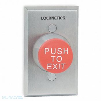 SCHLAGE ELECTRONICS Push to Exit Button Red Steel, 1RAD7