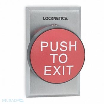 SCHLAGE ELECTRONICS Push to Exit Button Red Steel, 1RAD9