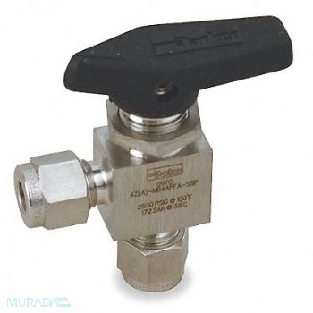 PARKER SS Ball Valve Angle Comp x Comp 1/4 in, 1RCH7