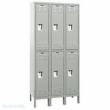 HALLOWELL Lckr 2x3Lckr LtGry 78 x36 x18 Assm, 1RZU6