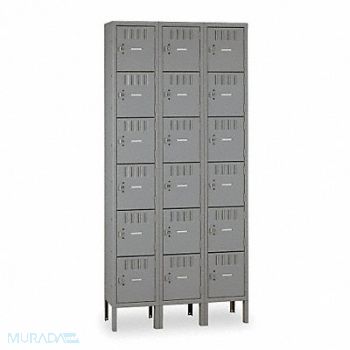 TENNSCO Box Locker Louvered 3 Wide 6 Tier Gray, 4LA22