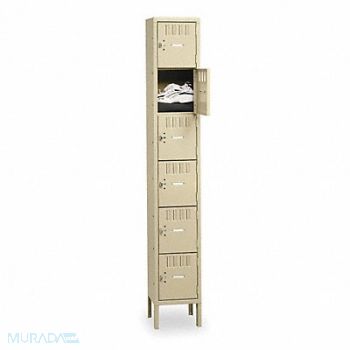 TENNSCO Box Locker Louvered 1 Wide 6 Tier Sand, 5ZJ63