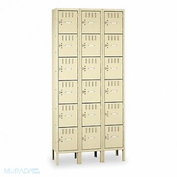 TENNSCO Box Locker Louvered 3 Wide 6 Tier Sand, 5ZJ64