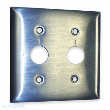HUBBELL Barrel Key Wall Plate 2 Gang Silver, 1TJX4