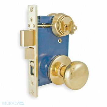 GRAINGER APPROVED Knob Lockset Mechanical Mortise Entrance, 1TPZ3