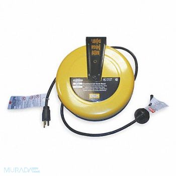 HUBBELL WIRING DEVICE-KELLEMS Cord Reel 25 ft 16/3 SJT Yellow 120VAC, 271G20