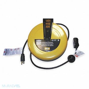 HUBBELL WIRING DEVICE-KELLEMS Cord Reel 25 ft 16/3 SJT Yellow 120VAC, 271G21