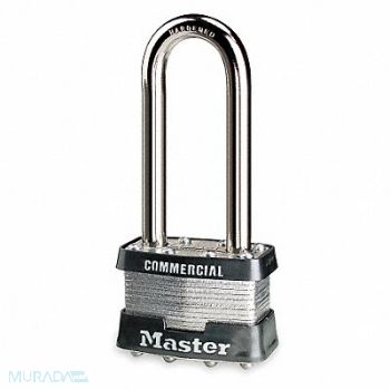 MASTER LOCK Keyed Padlock 3/4 in Rectangle Silver, 1U125