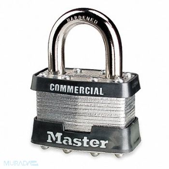 MASTER LOCK Keyed Padlock 3/4 in Rectangle Silver, 1U161